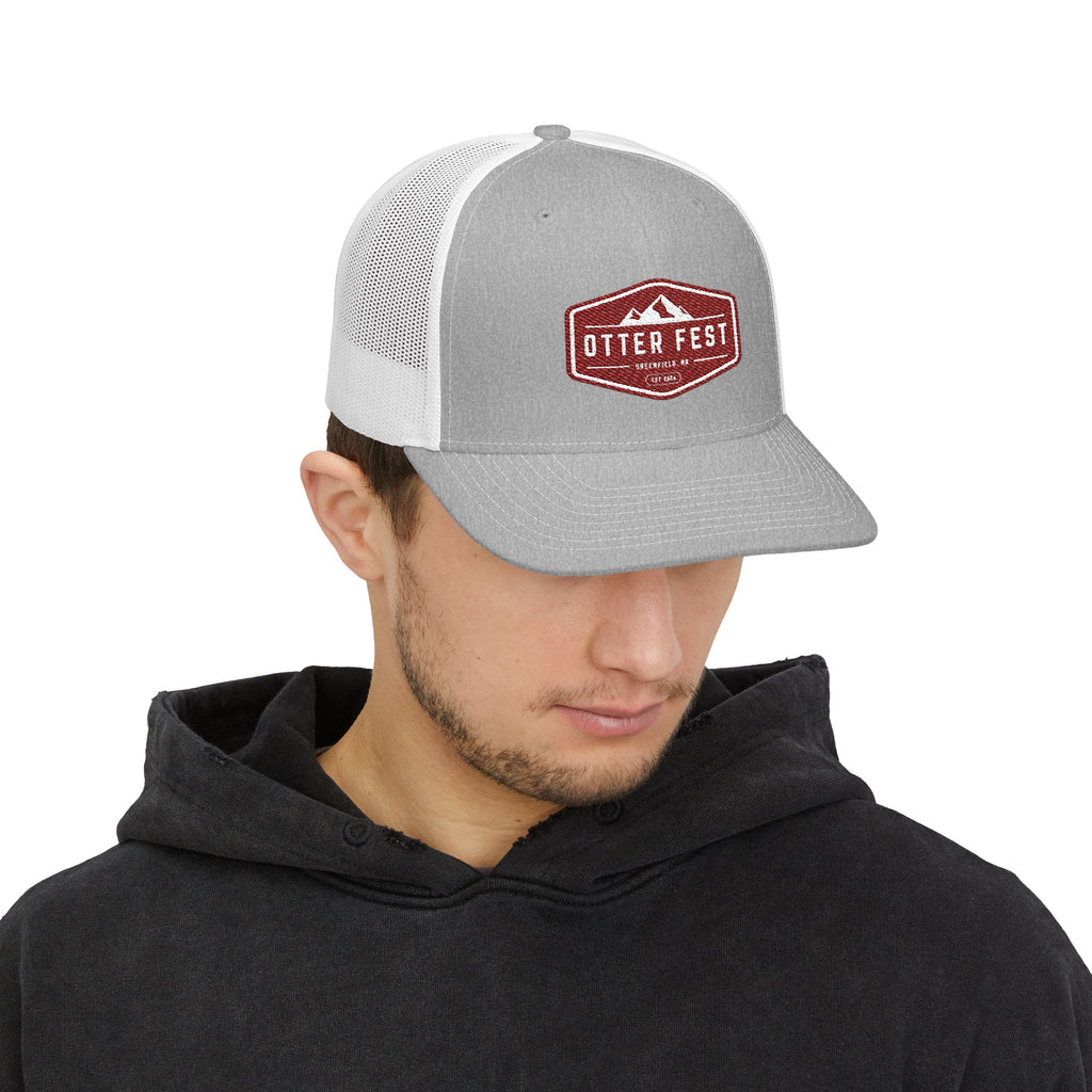Otter Fest Mountain Badge Snapback Trucker Cap | Outdoor Logo Hat