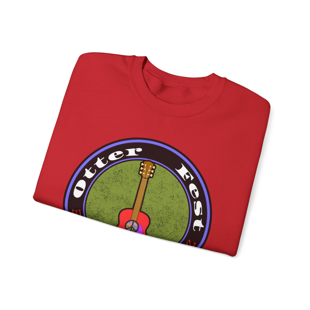 Acoustic Guitar Circle Logo Sweatshirt | Retro Folk Music Graphic