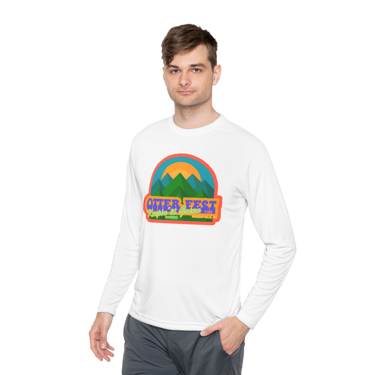 Otter Fest Mountain, Keeping it Green Long Sleeve Tee | Retro Outdoor Festival Shirt