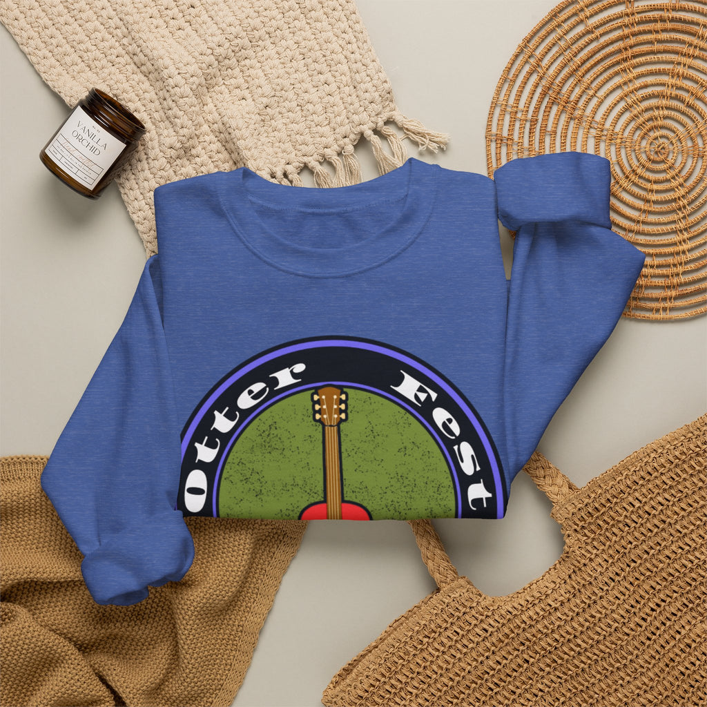 Acoustic Guitar Circle Logo Sweatshirt | Retro Folk Music Graphic