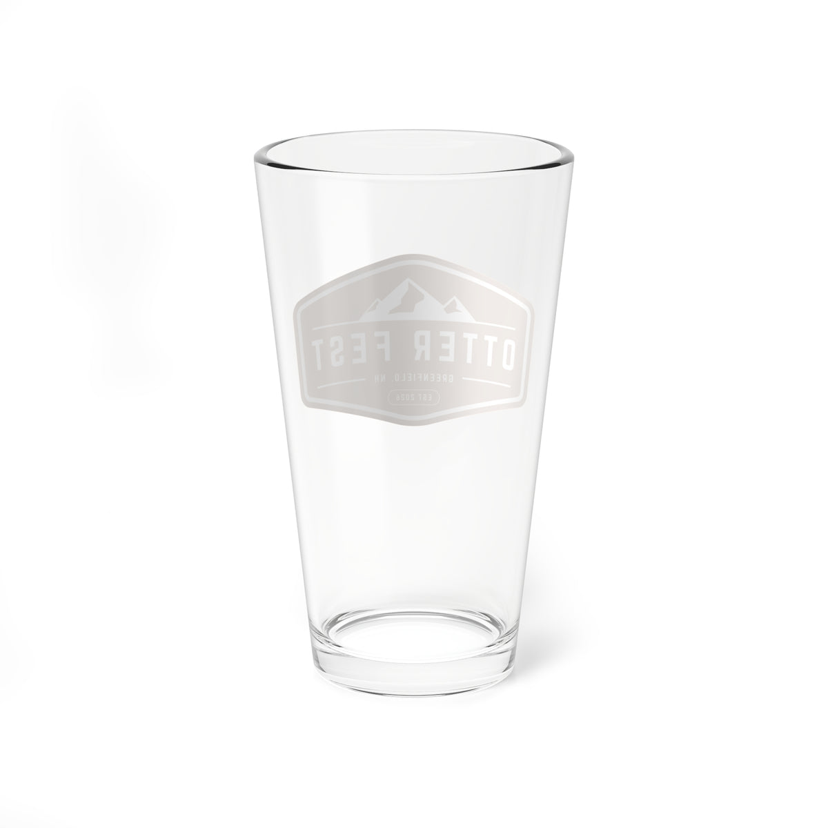 Tan Otter Fest mountain badge Mixing Glass | 16oz pint glass