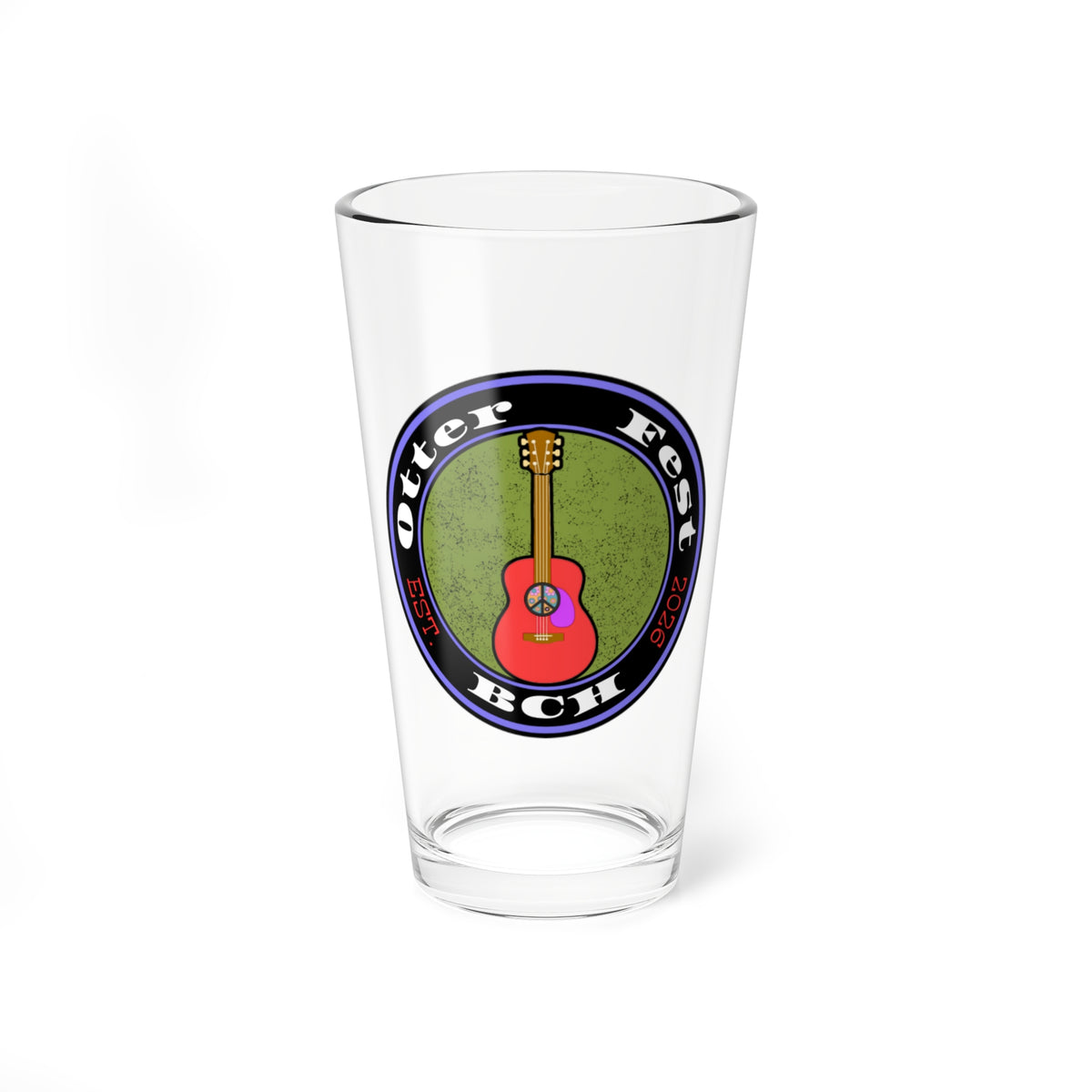 Otter Fest Peace & Rock Guitar Mixing Glass | 16oz Pint Glass