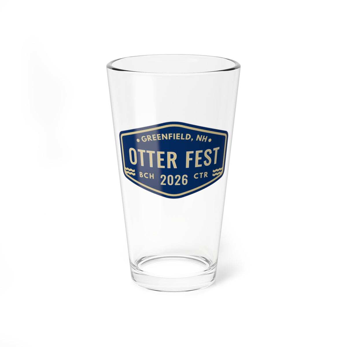 Otter Fest 2026 Navy Blue badge Mixing Glass