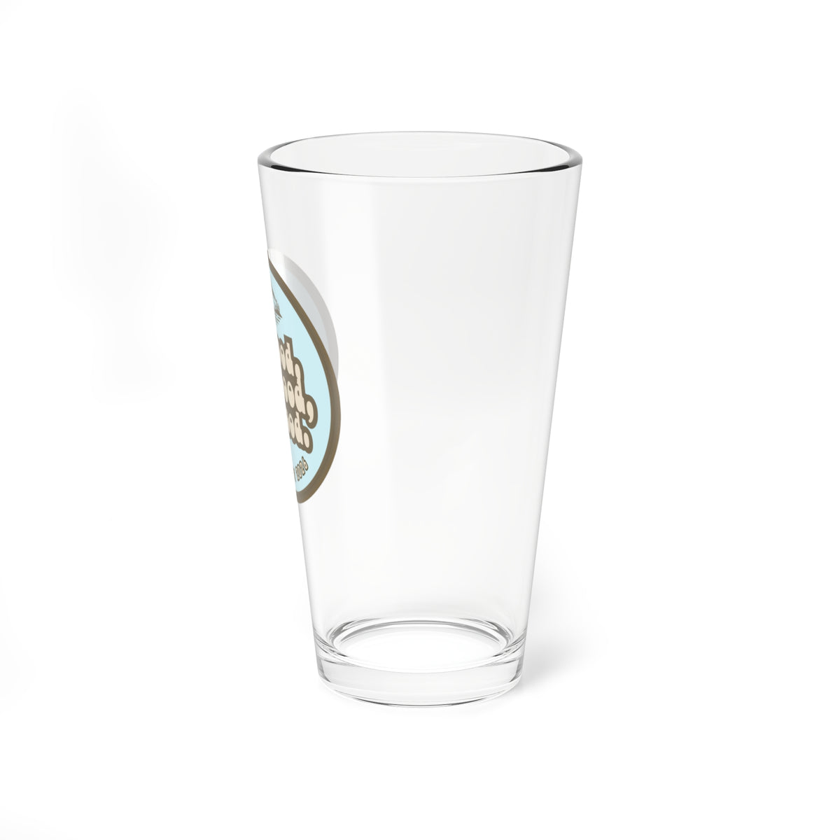 Shy Blue & Moss Do Good Feel Good For Good logo Mixing Glass, 16oz | Retro Mountain Badge