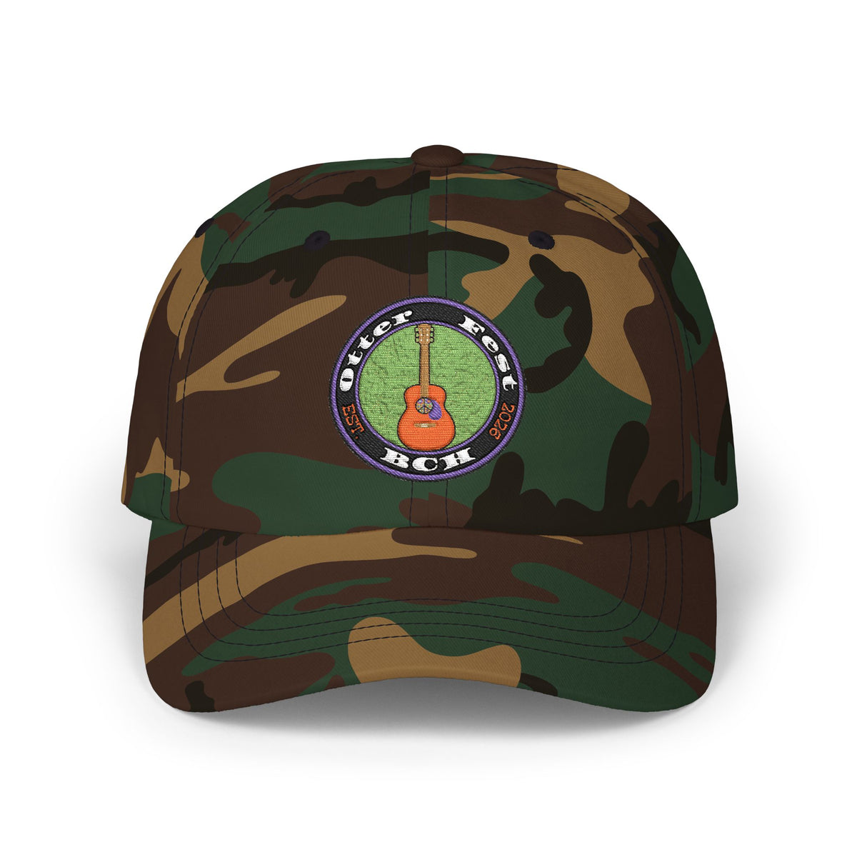 Otter Fest Peace Sign Acoustic Guitar Patch Classic Dad Cap |