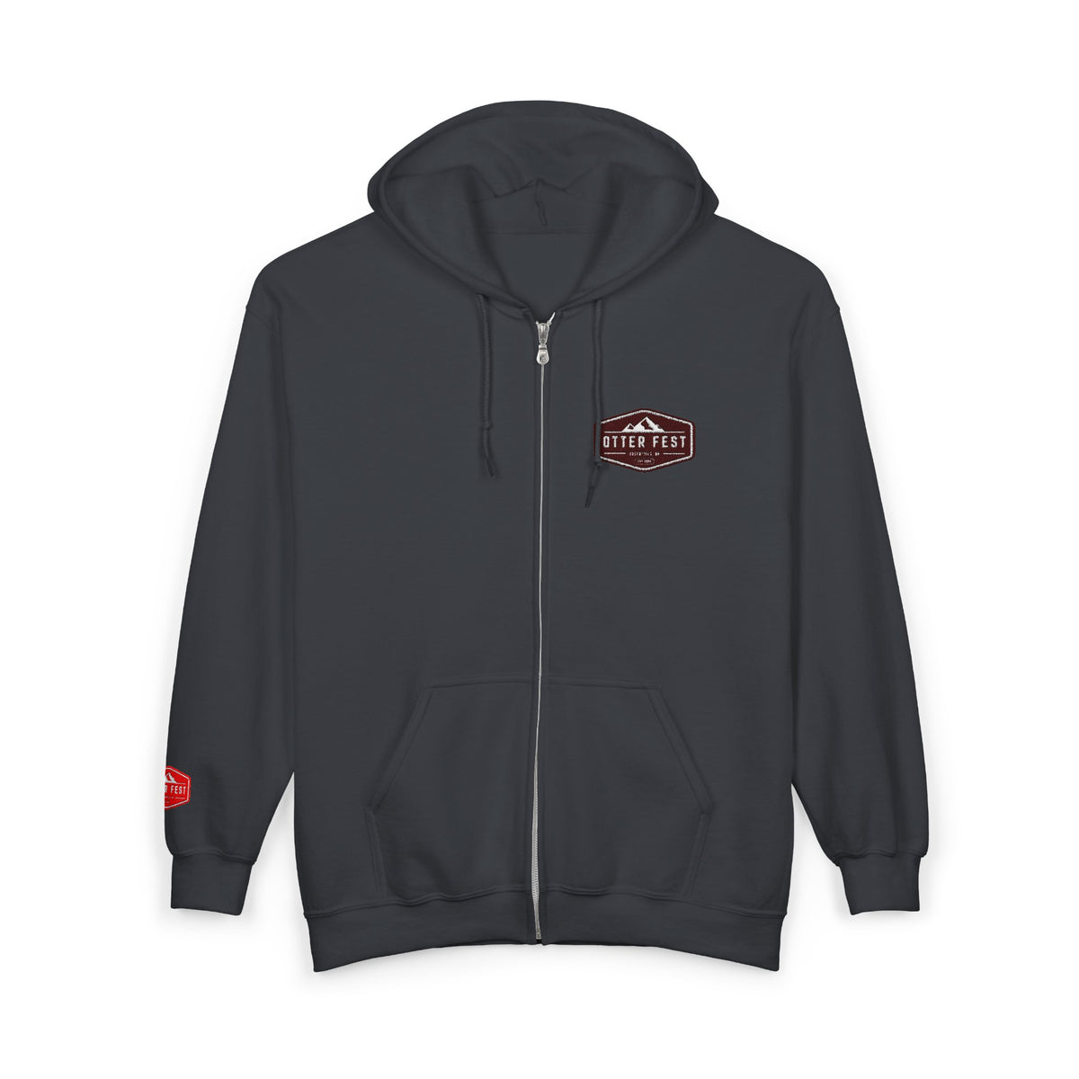 Otter Fest Shield Logo Zip Hoodie | White Full-Zip Sweatshirt