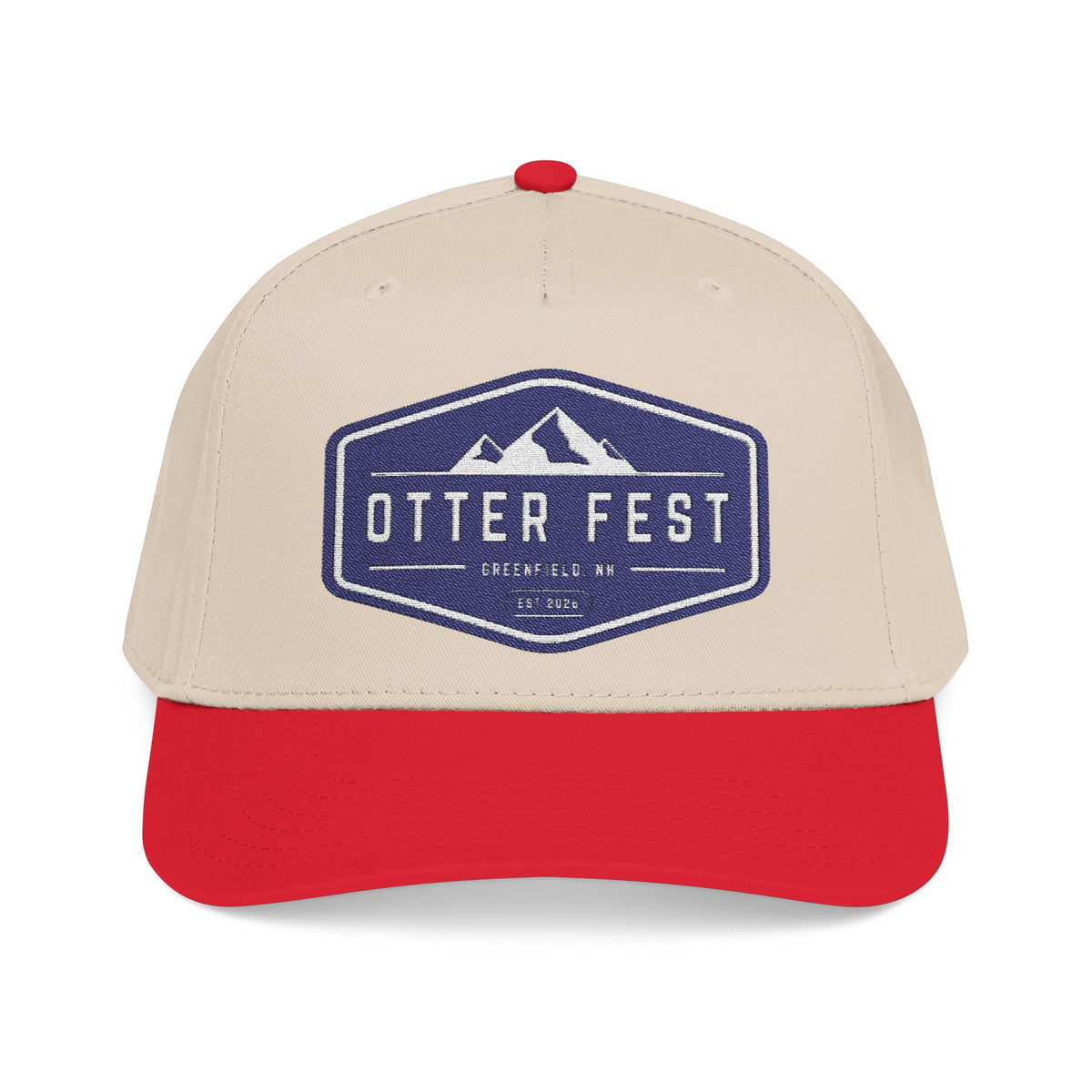 Otter Fest, navy mountain badge Mid Profile Baseball Cap