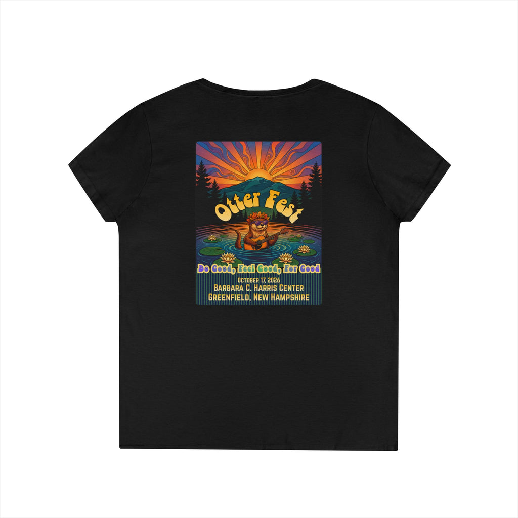 Otter Fest graphic V-Neck T-Shirt | Otter Illustration, Sunset Lake Scene