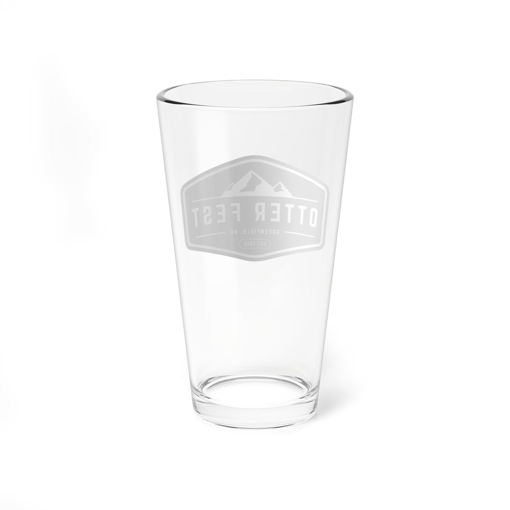 Black Otter Fest Mountain Badge Mixing Glass | 16oz Pint Glass