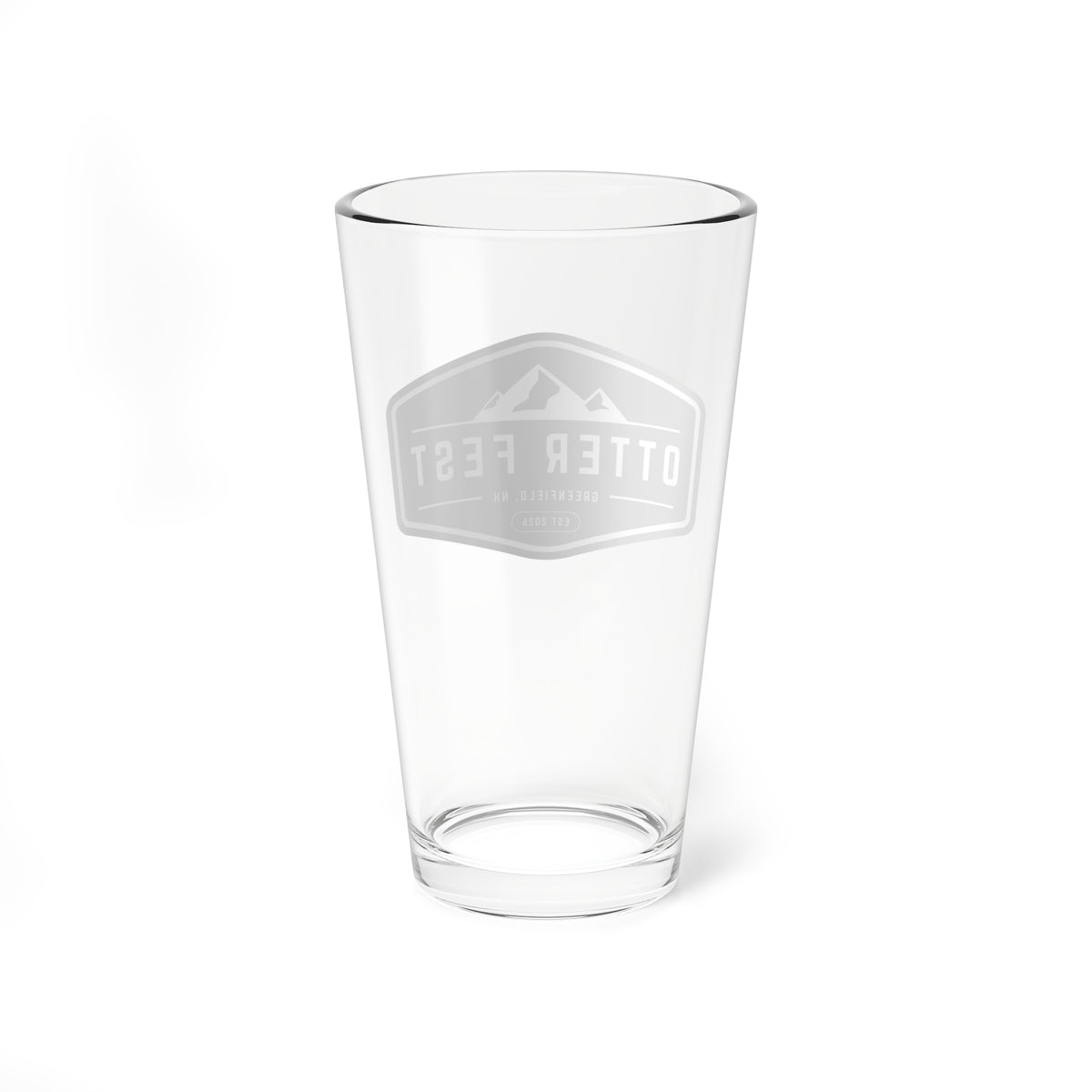 Black Otter Fest Mountain Badge Mixing Glass | 16oz Pint Glass
