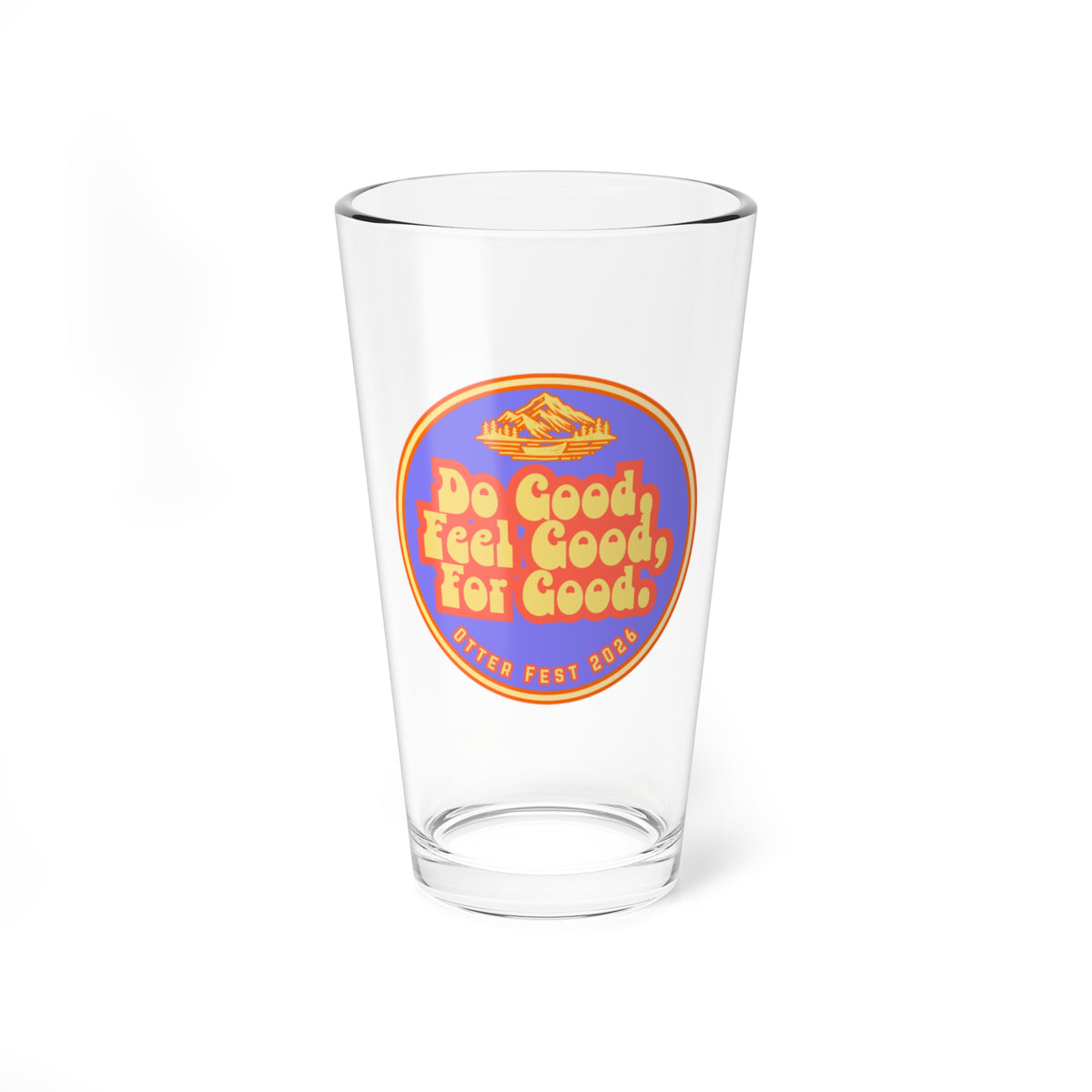 Purple & Orange Otter Fest Do Good, Feel Good, For Good Mixing Glass | 16oz Cocktail Mixing Glass