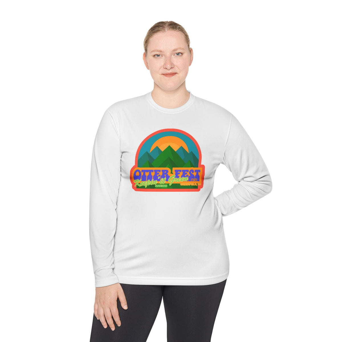 Otter Fest Mountain, Keeping it Green Long Sleeve Tee | Retro Outdoor Festival Shirt