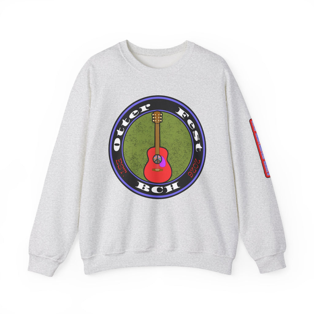 Acoustic Guitar Circle Logo Sweatshirt | Retro Folk Music Graphic