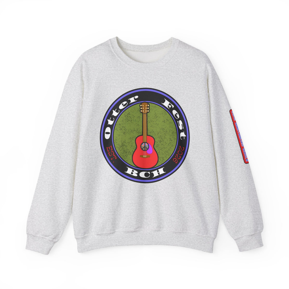 Acoustic Guitar Circle Logo Sweatshirt | Retro Folk Music Graphic