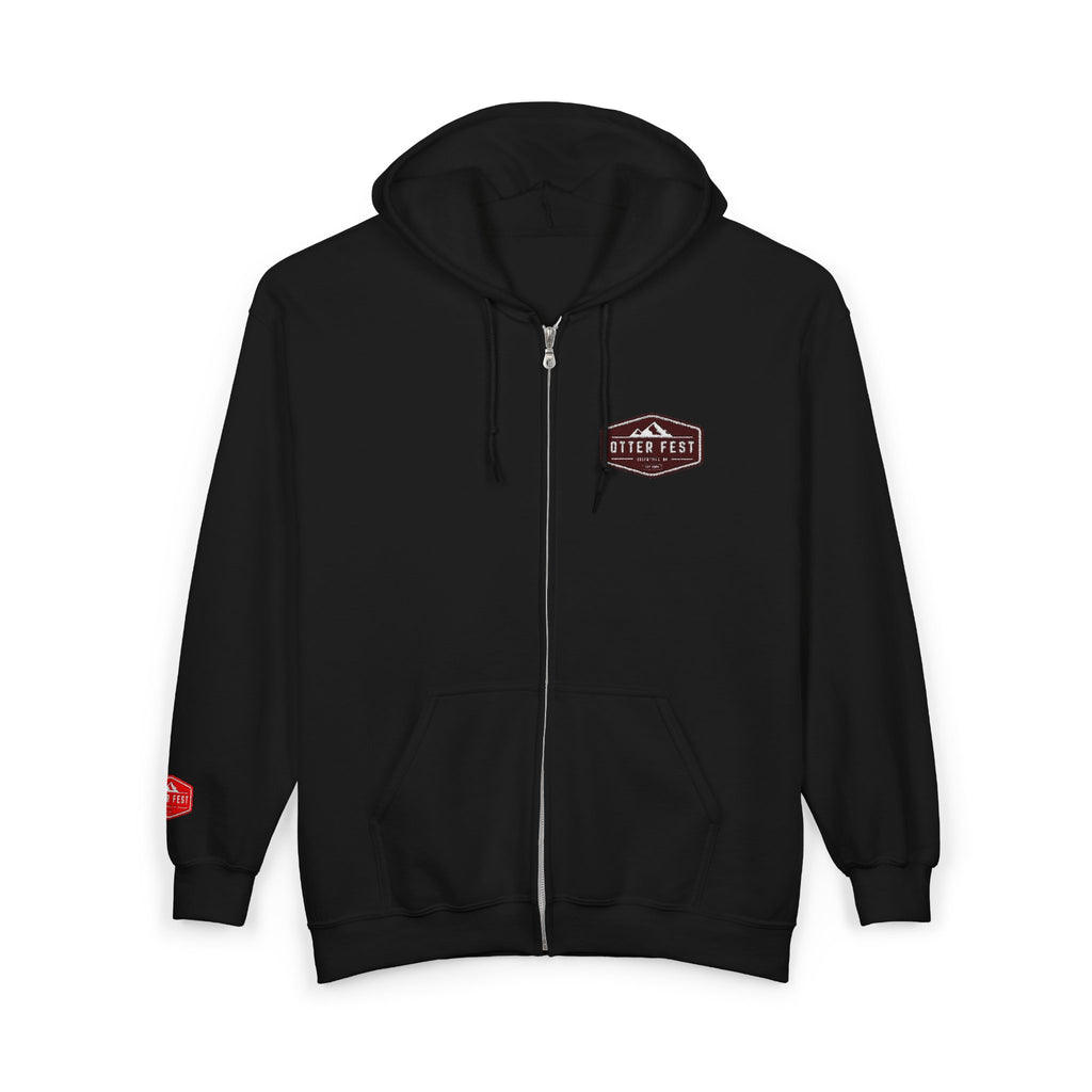 Otter Fest Shield Logo Zip Hoodie | White Full-Zip Sweatshirt