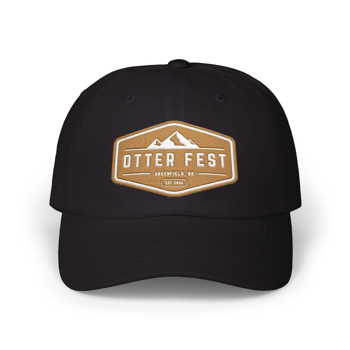 Otter Fest  Golden Mountain Badge Classic Dad Cap | outdoor logo hat