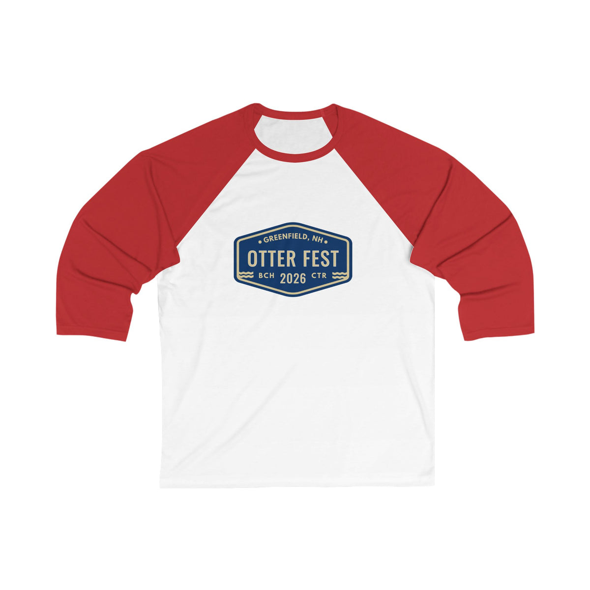 Otter Fest 2026 Classic Navy Badge Baseball Tee | Otter Fest Raglan