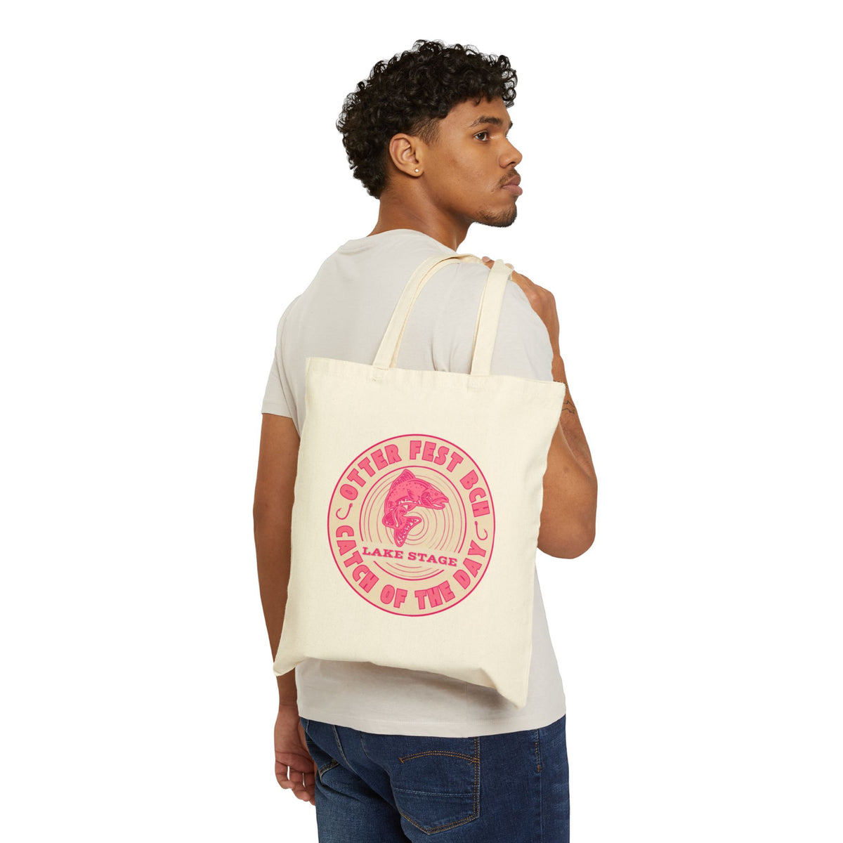 Otter Fest Lake Stage Catch of The Day Tote Bag | Breast Cancer Awareness Month