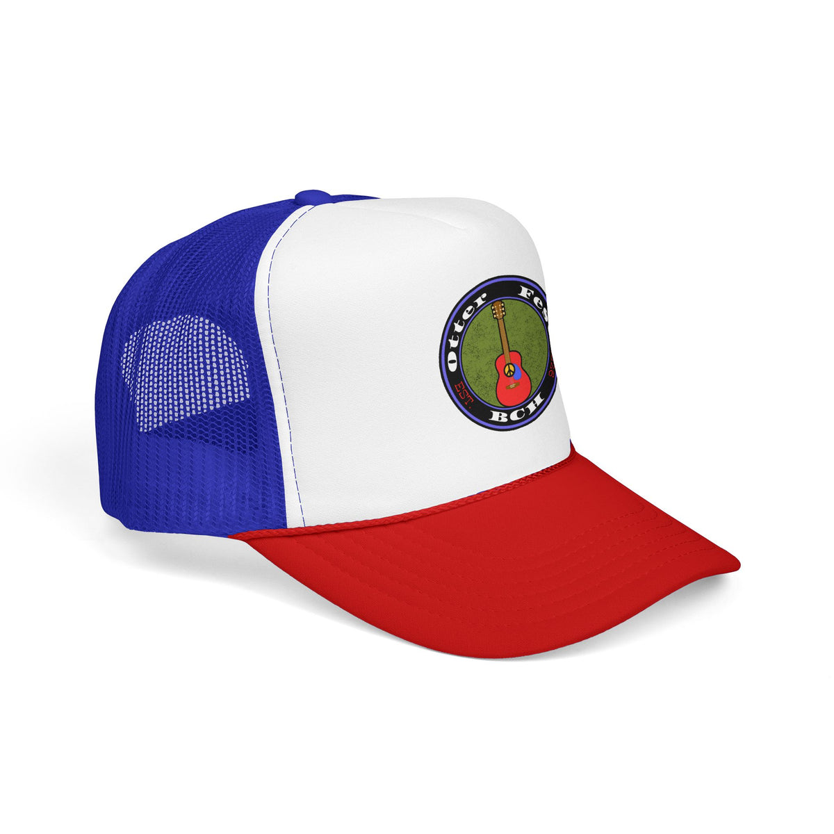 Otter Fest Retro Peace Sign/ Acoustic Guitar Patch Foam Trucker Hat |