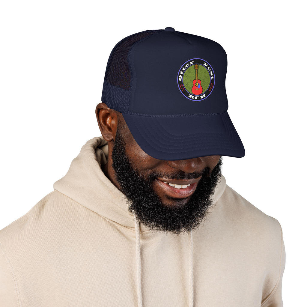 Otter Fest Retro Peace Sign/ Acoustic Guitar Patch Foam Trucker Hat |