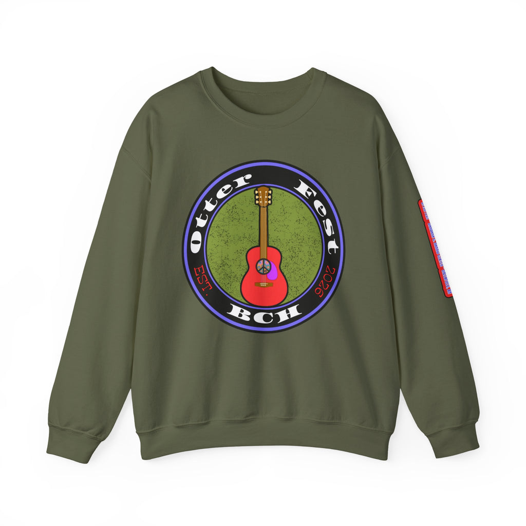 Acoustic Guitar Circle Logo Sweatshirt | Retro Folk Music Graphic