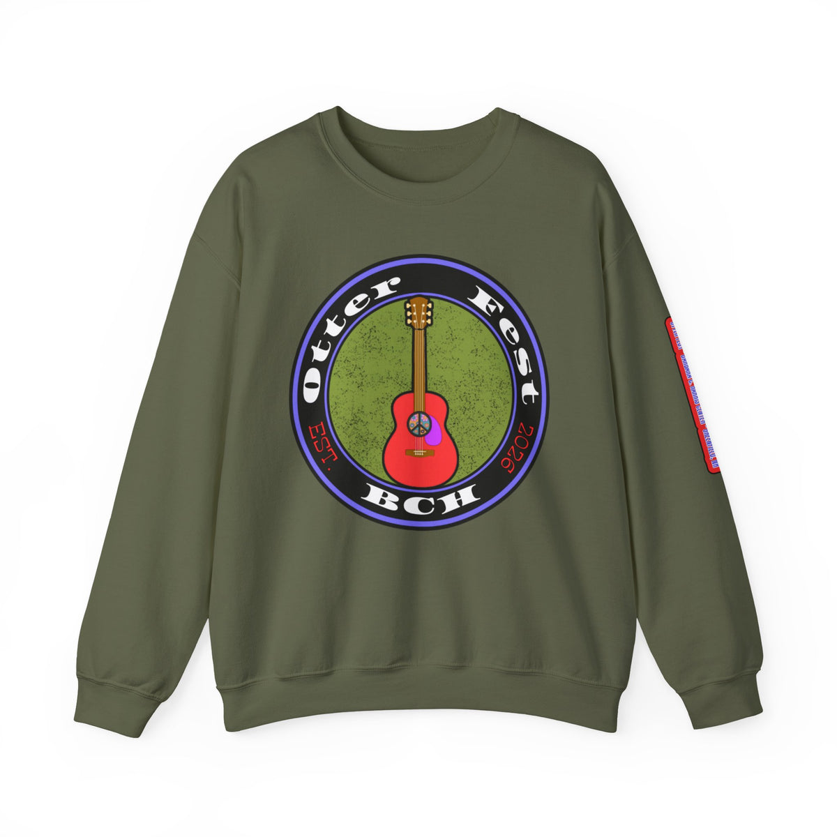 Acoustic Guitar Circle Logo Sweatshirt | Retro Folk Music Graphic