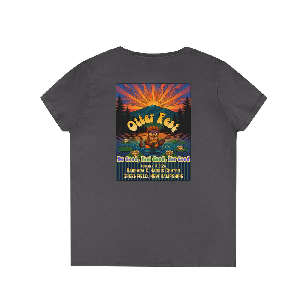 Otter Fest graphic V-Neck T-Shirt | Otter Illustration, Sunset Lake Scene