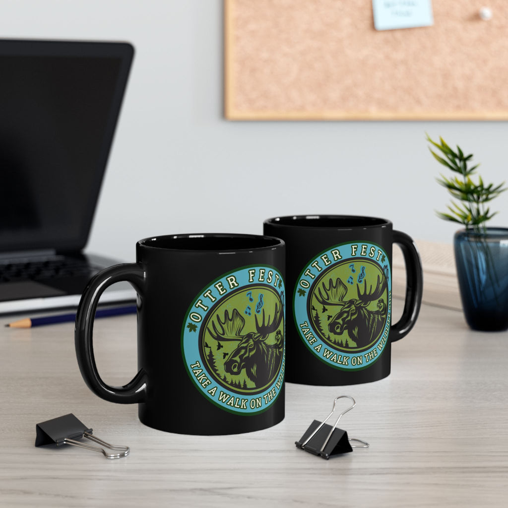 Otter Fest Moose Is On The Loose Mug | Black Ceramic Coffee Cup