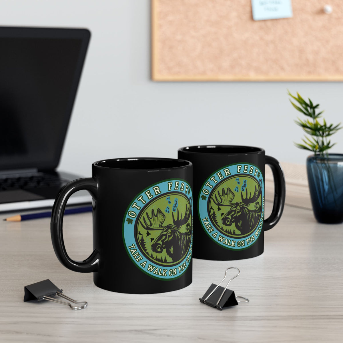 Otter Fest Moose Is On The Loose Mug | Black Ceramic Coffee Cup