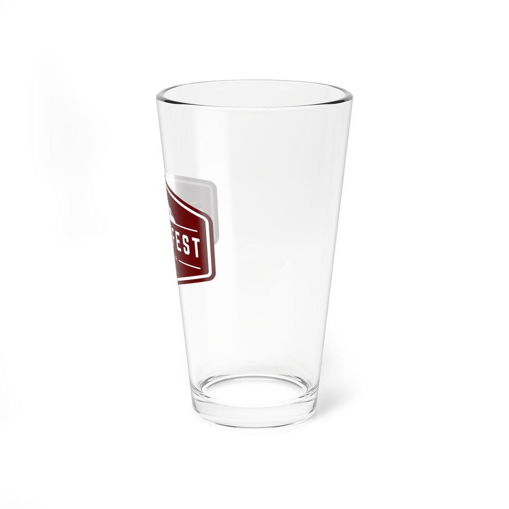 Burgundy Otter Fest Mountain Badge Mixing Glass | 16oz Pint Glass