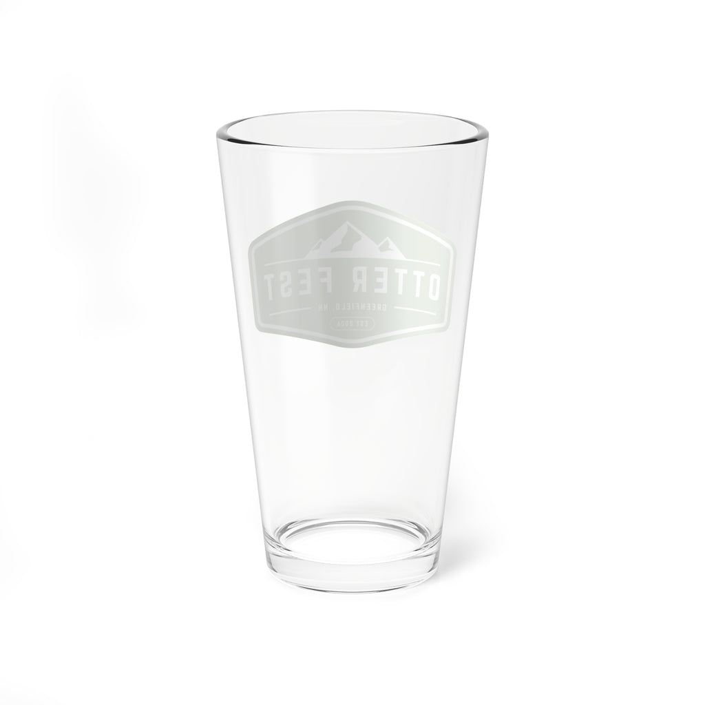 Sage Green Otter Fest Mountain Badge Mixing Glass | 16oz Pint Glass