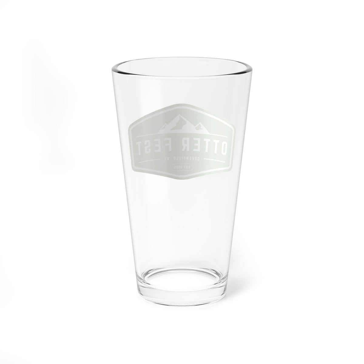 Sage Green Otter Fest Mountain Badge Mixing Glass | 16oz Pint Glass