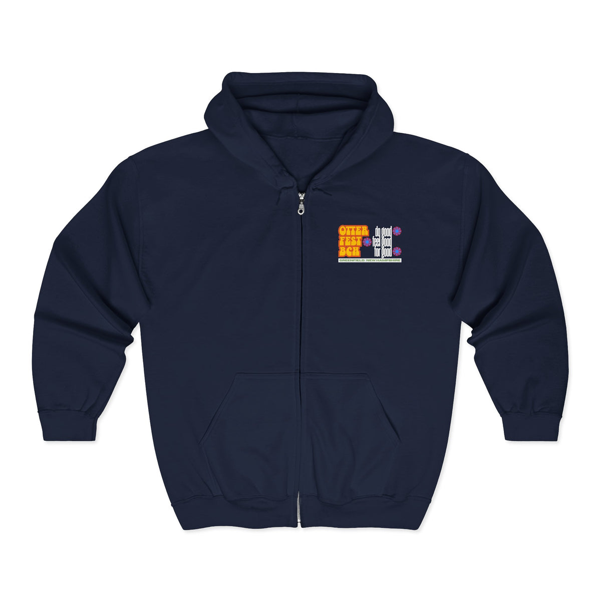 Otter Fest BCH Do Good, Feel Good, For Goo Zip Hoodie | Otter Illustration, Retro Block Text