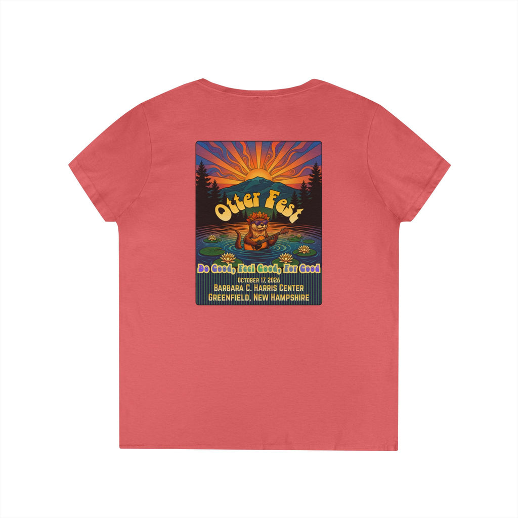 Otter Fest graphic V-Neck T-Shirt | Otter Illustration, Sunset Lake Scene