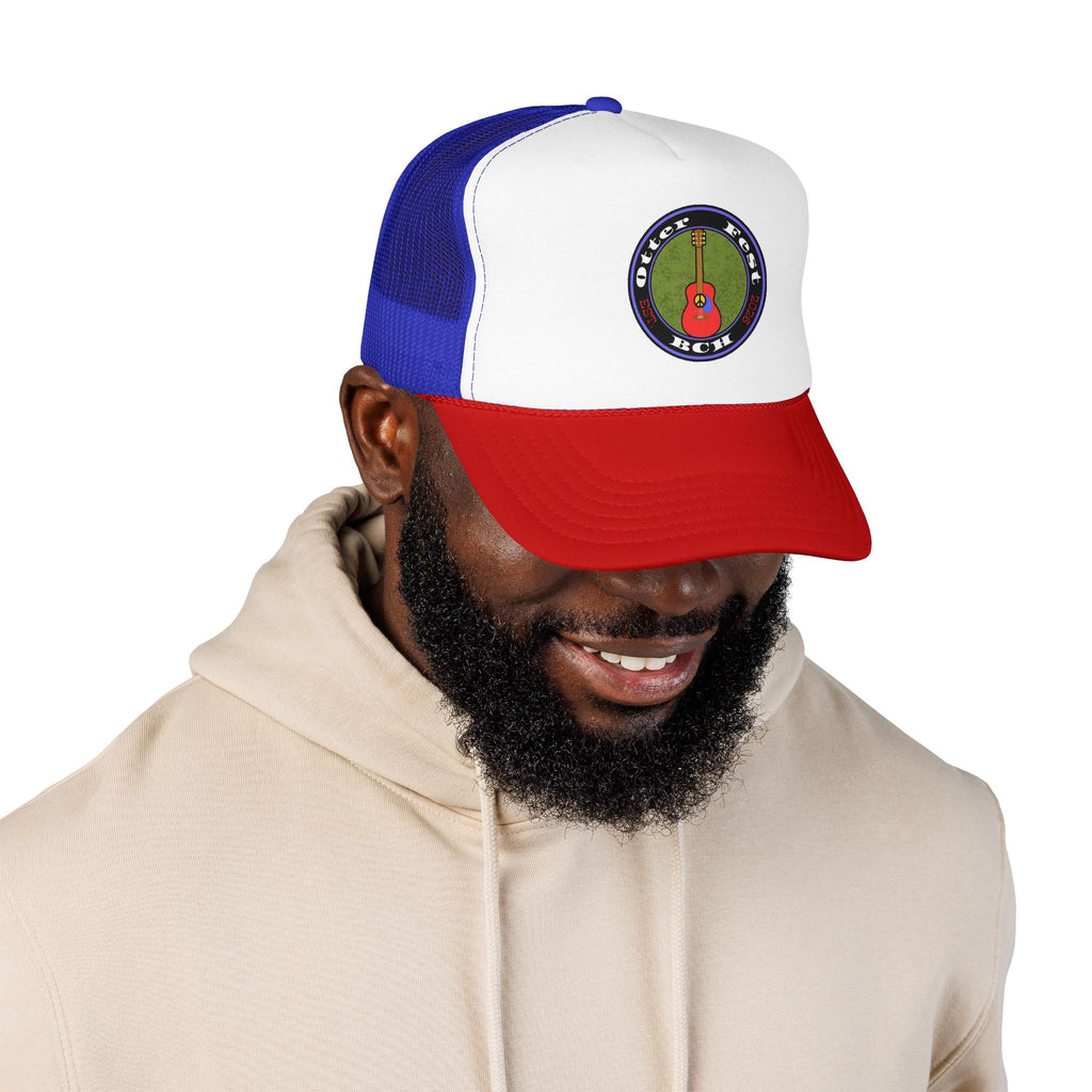 Otter Fest Retro Peace Sign/ Acoustic Guitar Patch Foam Trucker Hat |