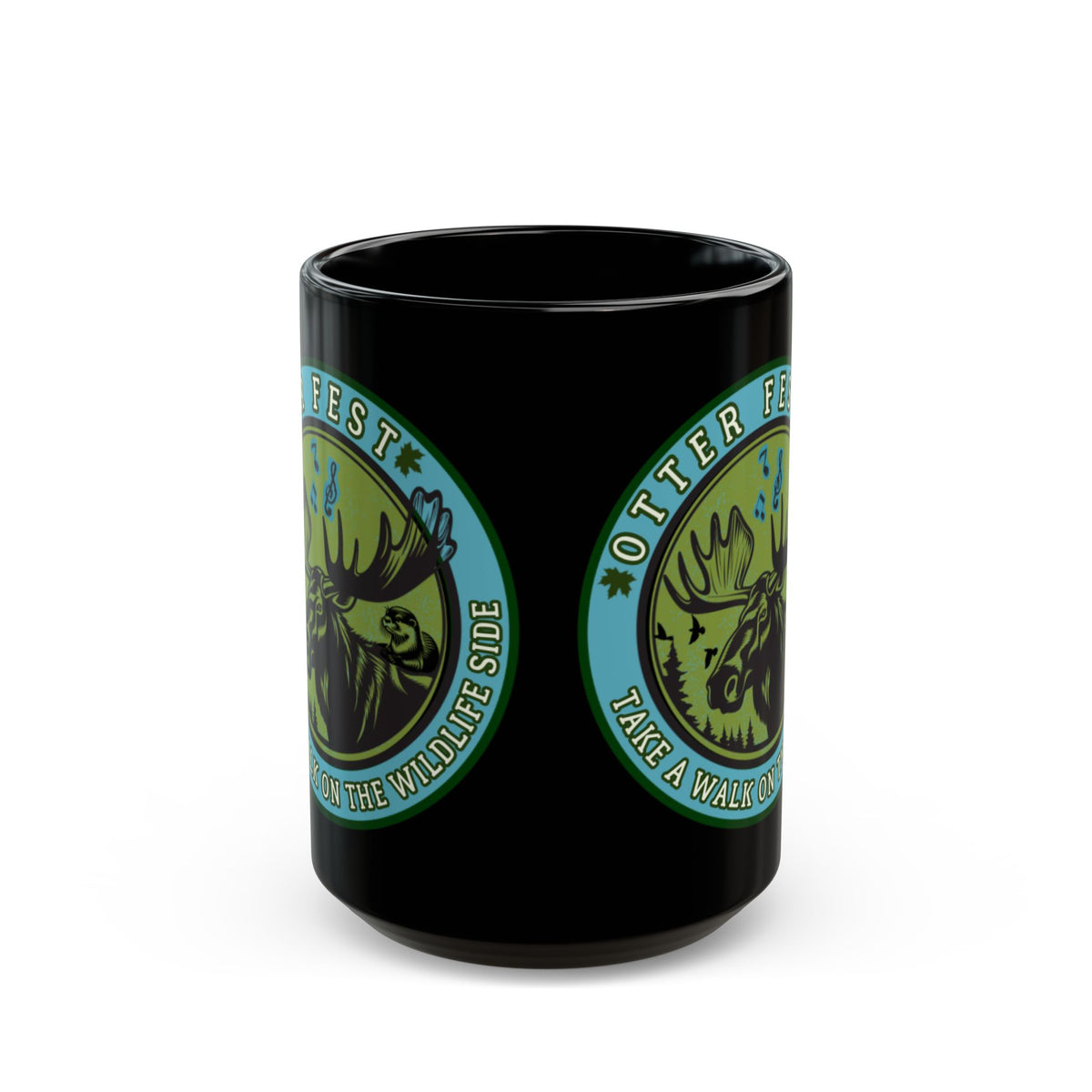Otter Fest Moose Is On The Loose Mug | Black Ceramic Coffee Cup
