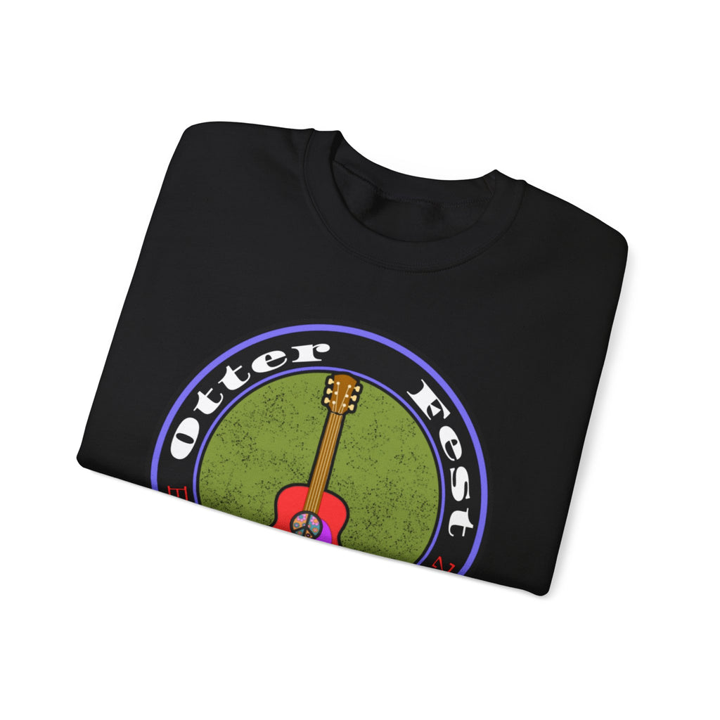 Acoustic Guitar Circle Logo Sweatshirt | Retro Folk Music Graphic