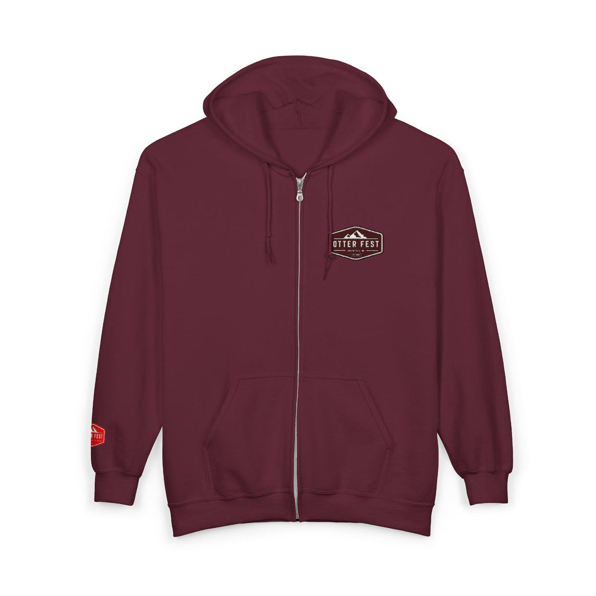 Otter Fest Shield Logo Zip Hoodie | White Full-Zip Sweatshirt