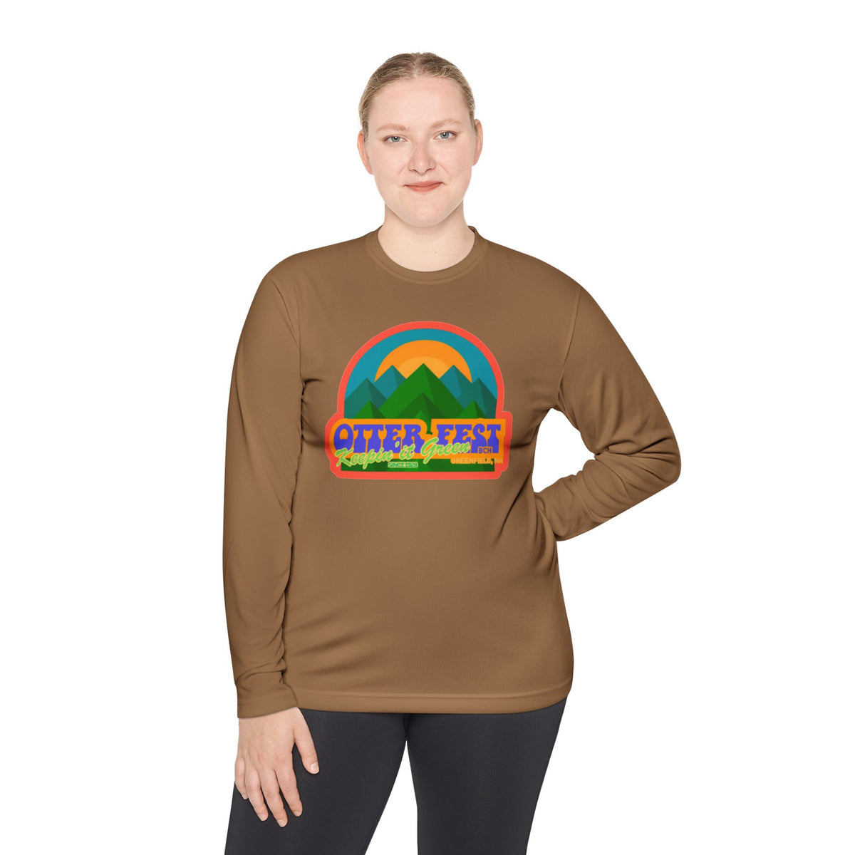 Otter Fest Mountain, Keeping it Green Long Sleeve Tee | Retro Outdoor Festival Shirt