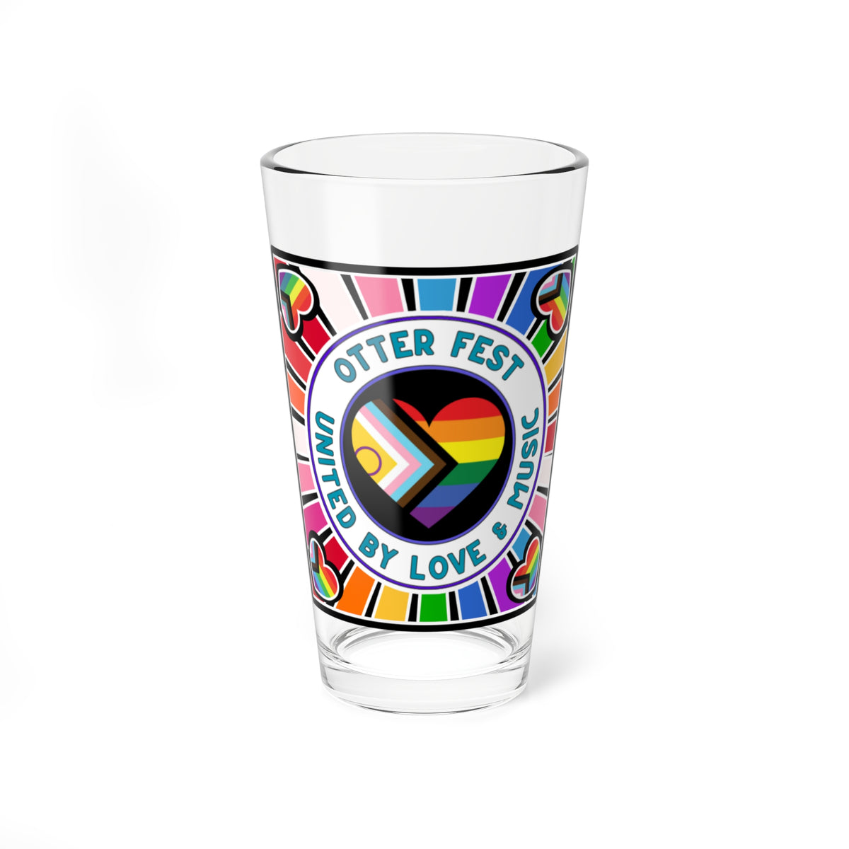 Otter Fest Pride Logo Mixing Glass | 16oz Pint Glass