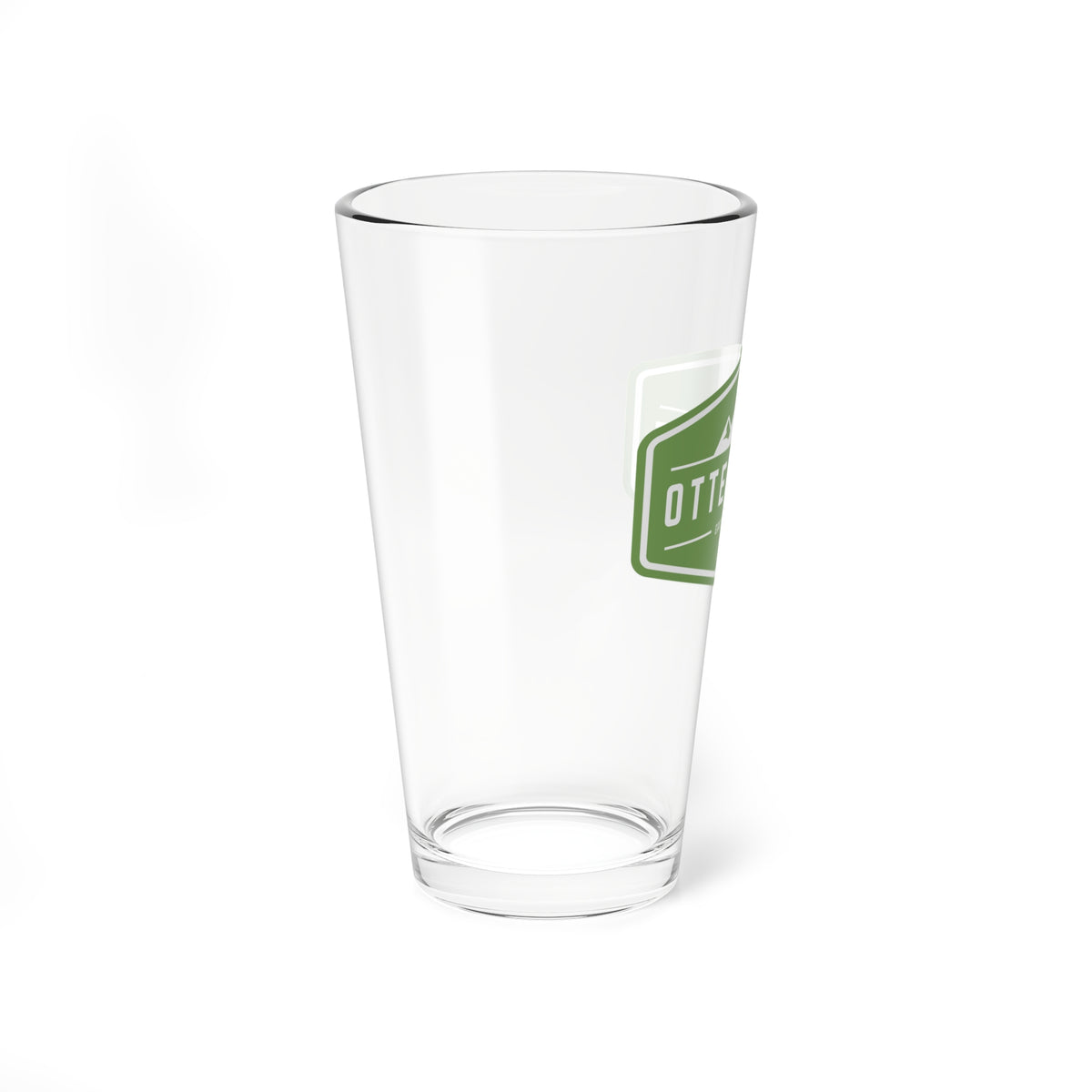 Sage Green Otter Fest Mountain Badge Mixing Glass | 16oz Pint Glass