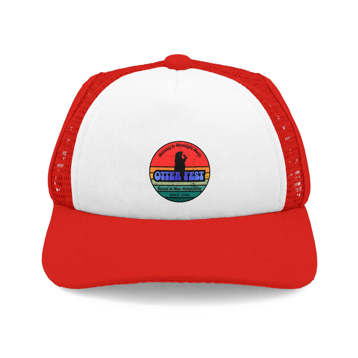 Otter Fest Logo PUP Trucker Hat | Retro Rainbow Otter Patch