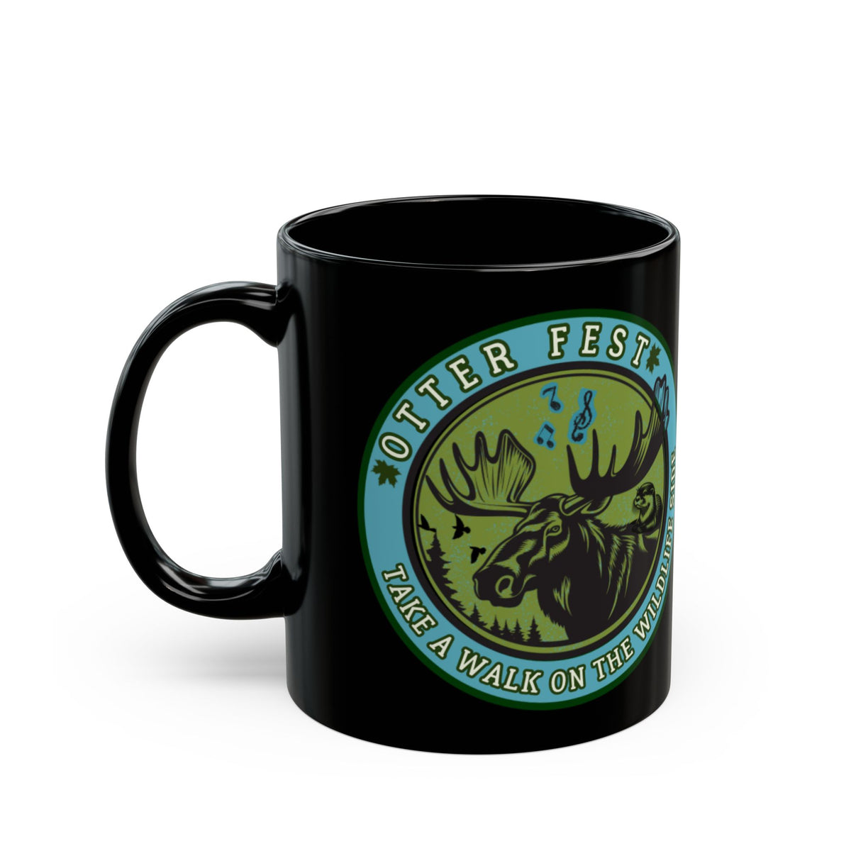 Otter Fest Moose Is On The Loose Mug | Black Ceramic Coffee Cup