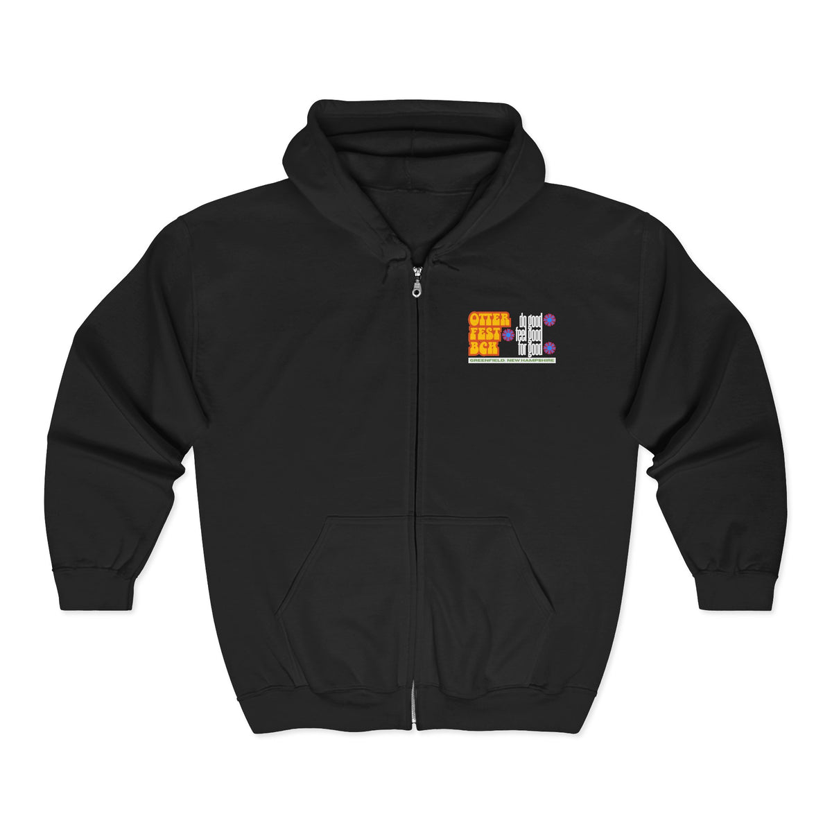 Otter Fest BCH Do Good, Feel Good, For Goo Zip Hoodie | Otter Illustration, Retro Block Text
