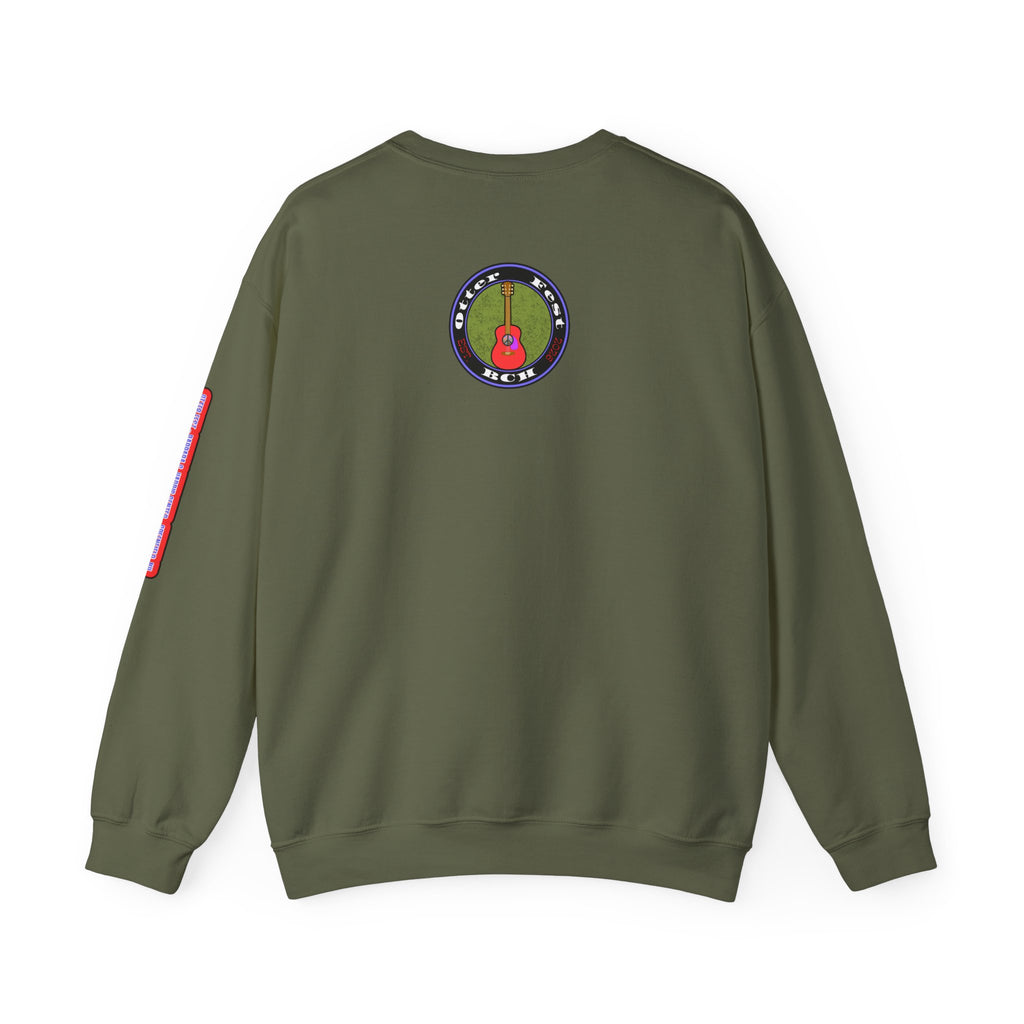 Acoustic Guitar Circle Logo Sweatshirt | Retro Folk Music Graphic