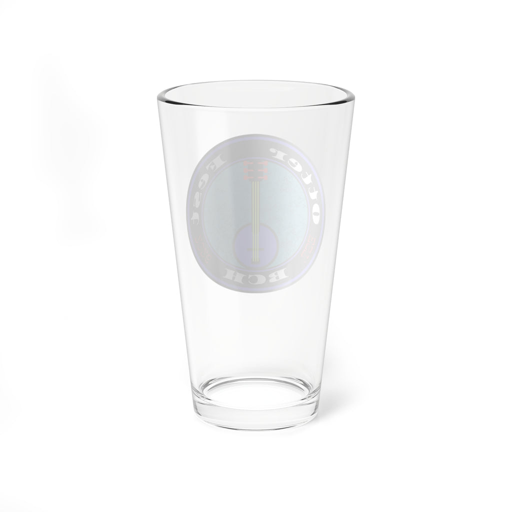 Otter Fest Retro Banjo Logo Mixing Glass | 16oz Pint Glass, Musician Cocktail Glass