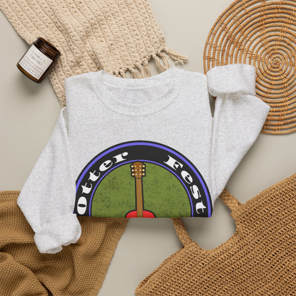 Acoustic Guitar Circle Logo Sweatshirt | Retro Folk Music Graphic
