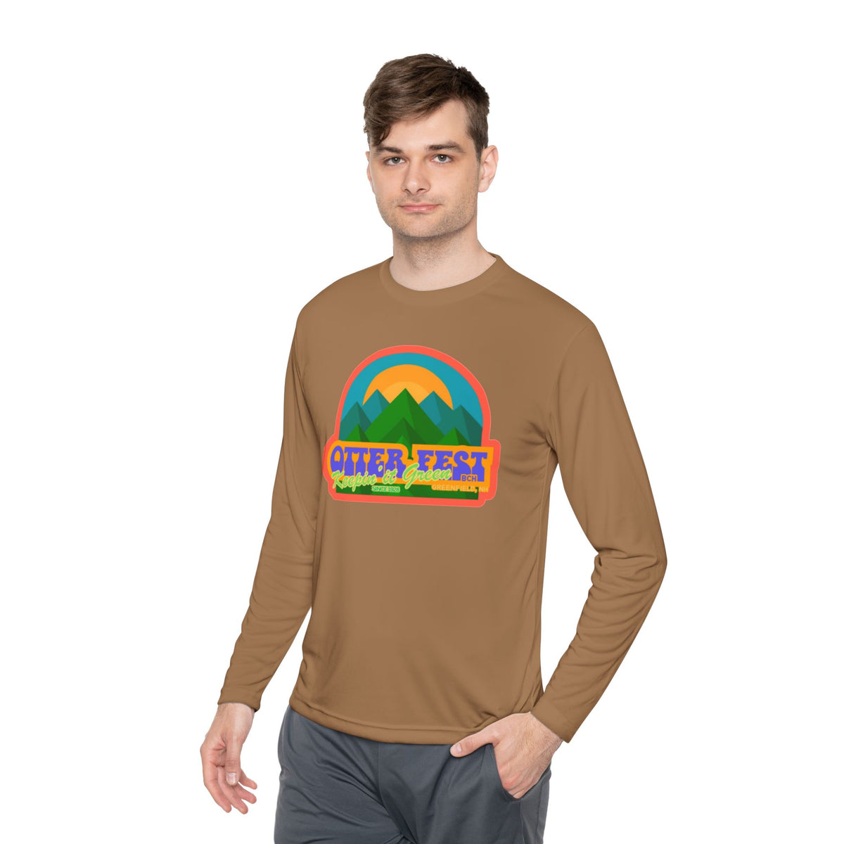 Otter Fest Mountain, Keeping it Green Long Sleeve Tee | Retro Outdoor Festival Shirt
