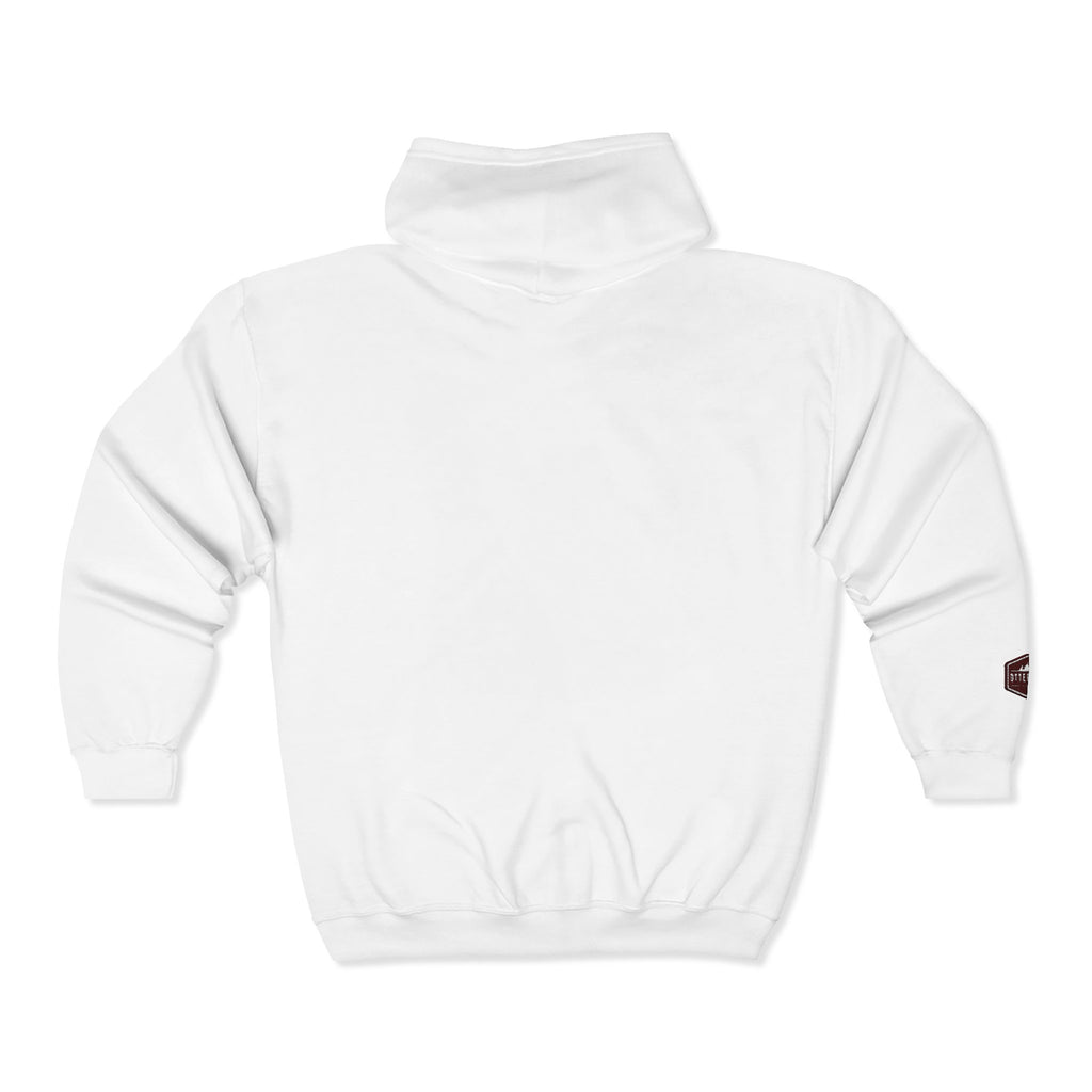 Otter Fest Shield Logo Zip Hoodie | White Full-Zip Sweatshirt