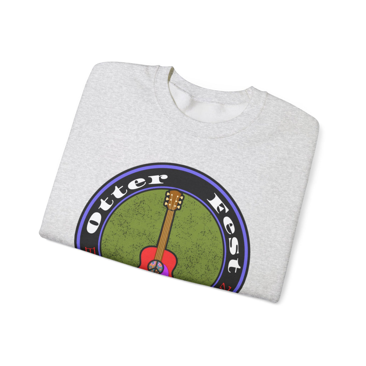 Acoustic Guitar Circle Logo Sweatshirt | Retro Folk Music Graphic
